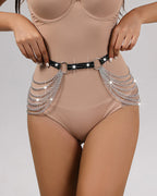 Black Leather Chain Hip Harness