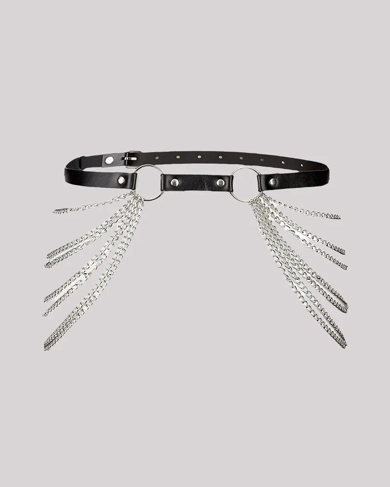 Black Leather Chain Hip Harness