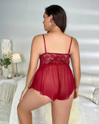 Plus Size Mesh Sheer Bodysuit Lingerie