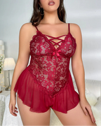 Plus Size Mesh Sheer Bodysuit Lingerie