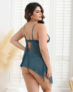 Plus Size Flowy Irregular Hem Babydoll With G-String