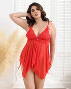 Plus Size Flowy Irregular Hem Babydoll With G-String