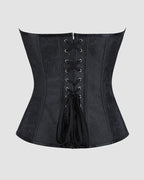 Black gothic corset with lace-up back, 12-boned structure, perfect for parties and weddings