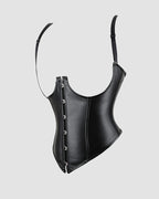 1980s 10 Boned Leather Suspenders Corset