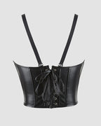 1980s 10 Boned Leather Suspenders Corset