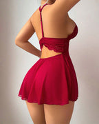 Lace Mesh Backless Babydolls