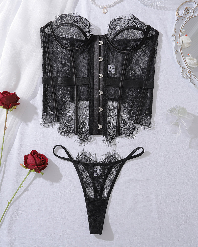 Corset Top and Panty Set with Fishbone