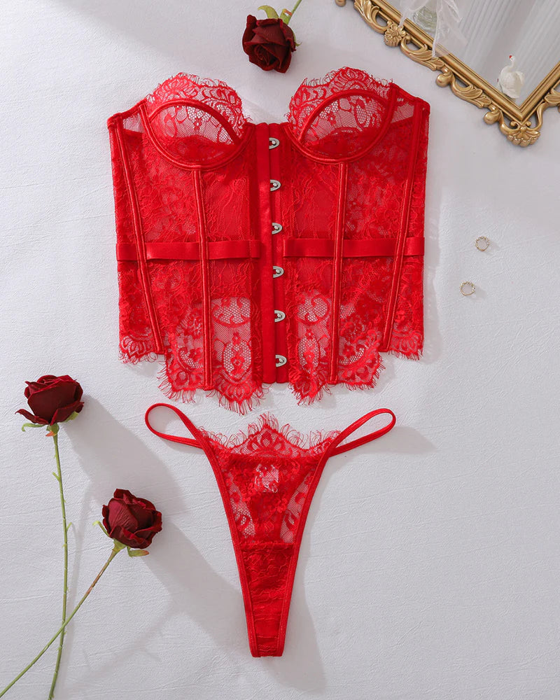 Corset Top and Panty Set with Fishbone