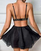 Sheer Mesh Babydoll Lingerie Set