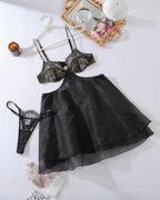 Sheer Mesh Babydoll Lingerie Set