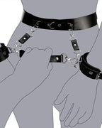 Leather Bondage Harness Set with Wrist Cuffs