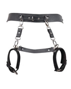 Leather Bondage Harness Set with Wrist Cuffs