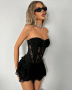 Elegant White Lace Corset Tutu Dress