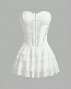 Elegant White Lace Corset Tutu Dress