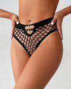 Fishnet Heart Rings Cutout Panties