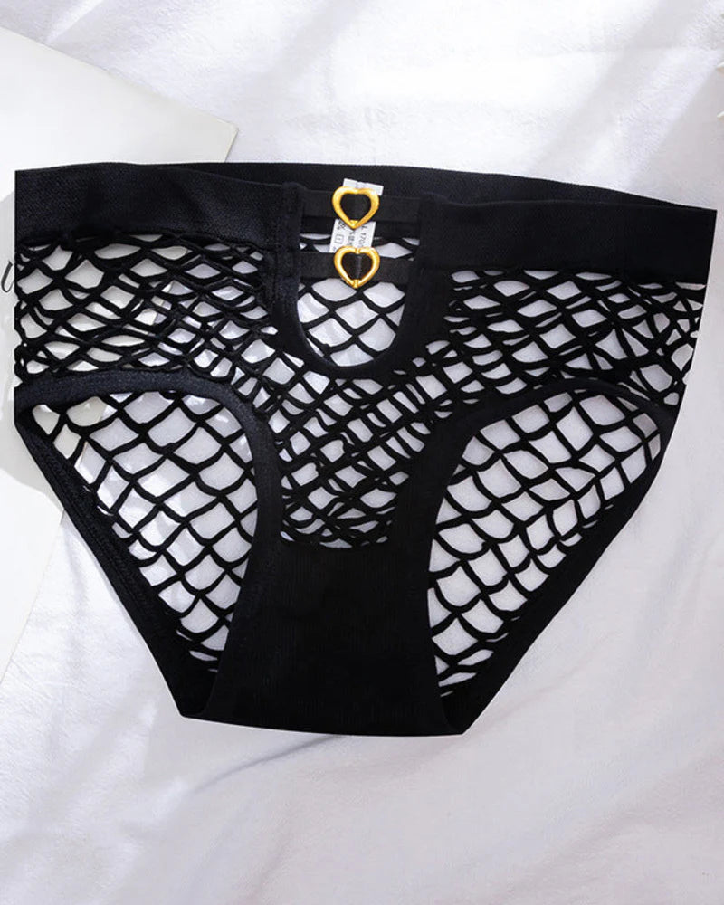 Fishnet Heart Rings Cutout Panties