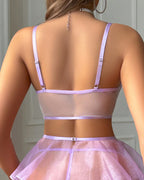 Floral Embroidered Socks Lingerie Set