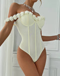 Floral Off-Shoulder Corset Bodysuit
