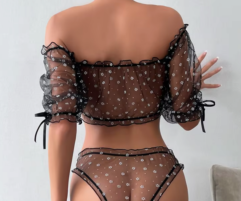 Sheer floral two-piece set