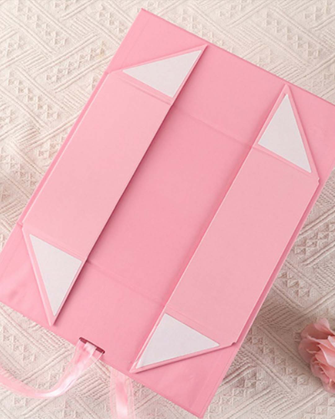 Elegant Foldable Gift Box with Satin Ribbon for Lingerie Gifting