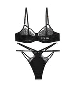 Sexy Lace French Patchwork See-through Lingerie Set