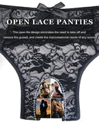 Women's Sexy See-Through Lace Elastic Breathable Open Crotch Thong