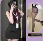 Sexy Office Secretary Costume High-Waist Bodycon Skirt Set