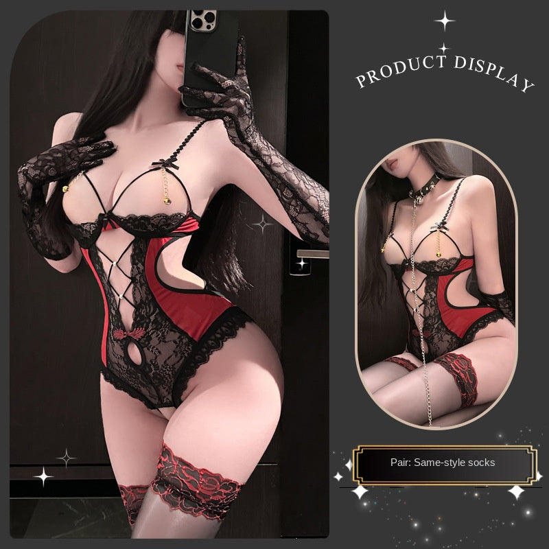 Sexy Open-Crotch Lace Bodysuit