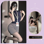 Sexy Office Secretary Costume High-Waist Bodycon Skirt Set