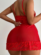 Sheer red lace nightgown