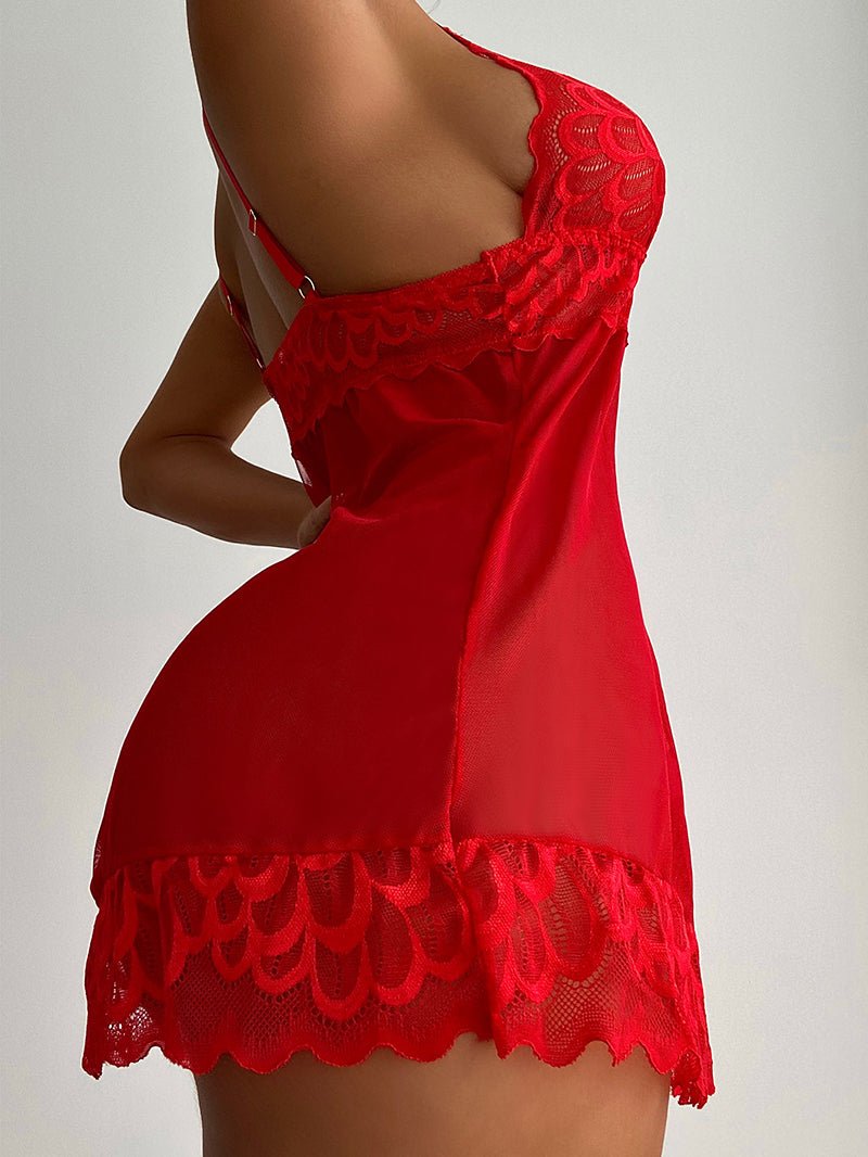 Sheer red lace nightgown