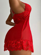 Sheer red lace nightgown