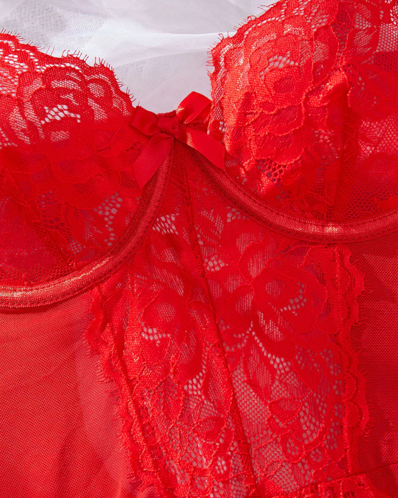 Sexy Lace See-through Mesh Slip Nightgown