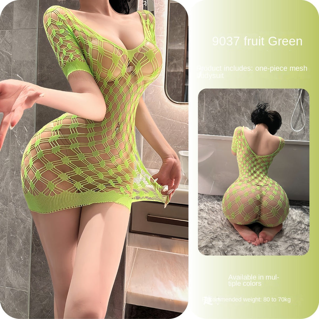 Off-Shoulder Deep V Mesh Bodysuit
