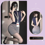 Sexy Office Secretary Costume High-Waist Bodycon Skirt Set