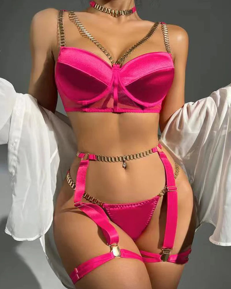 Metal Chain Decorative Sexy Lingerie Set
