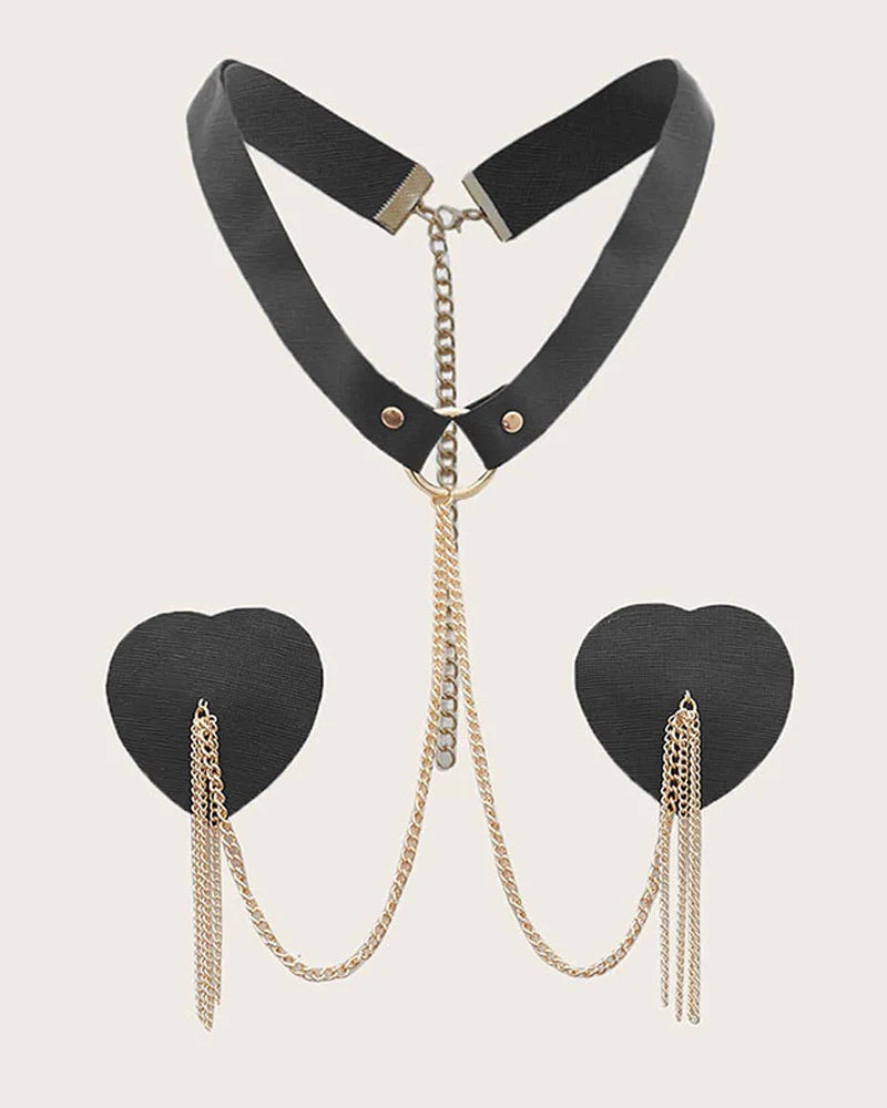 Chain Linked Nipple Cover With Choker