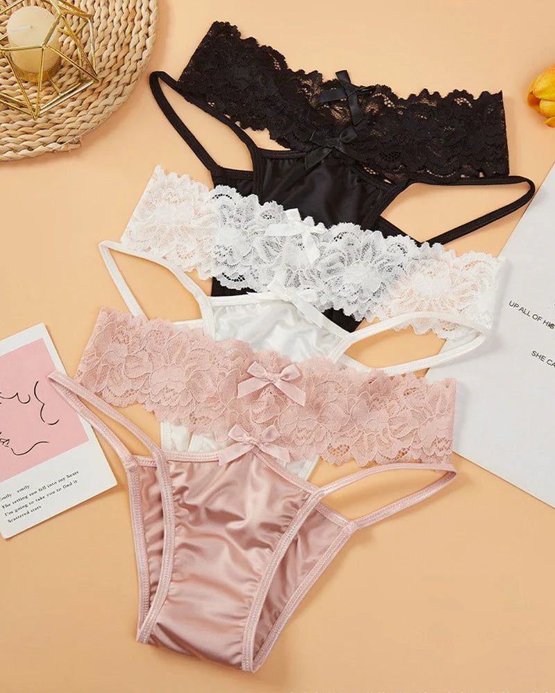 Sexy Satin Lace Openwork Breathable Panties