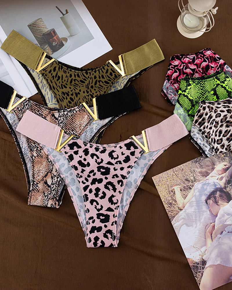 Seamless Sexy Colorblock Printed Panties