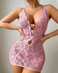 Sexy Mesh See-Through Tie-Bow Lingerie Set