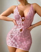 Sexy Mesh See-Through Tie-Bow Lingerie Set