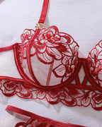 See-through Push-up Shaping Thin Sexy Lingerie Set with Stockings