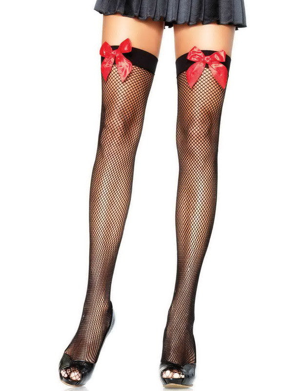 Fishnet & Bow Thigh Highs