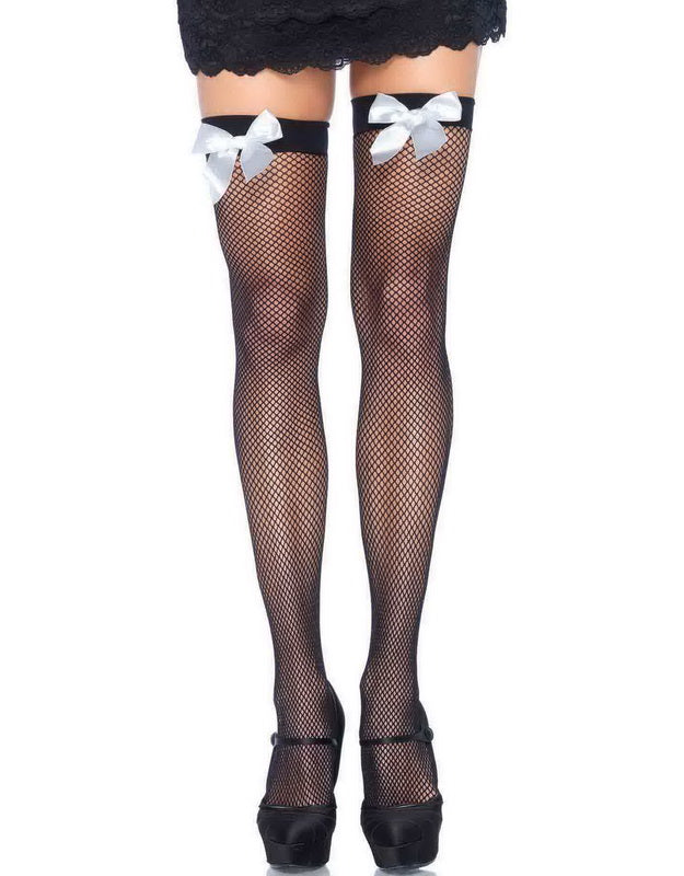 Fishnet & Bow Thigh Highs