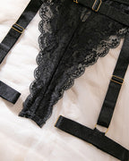 Deep V-neck Halter Neck Lace Sheer Bodysuit