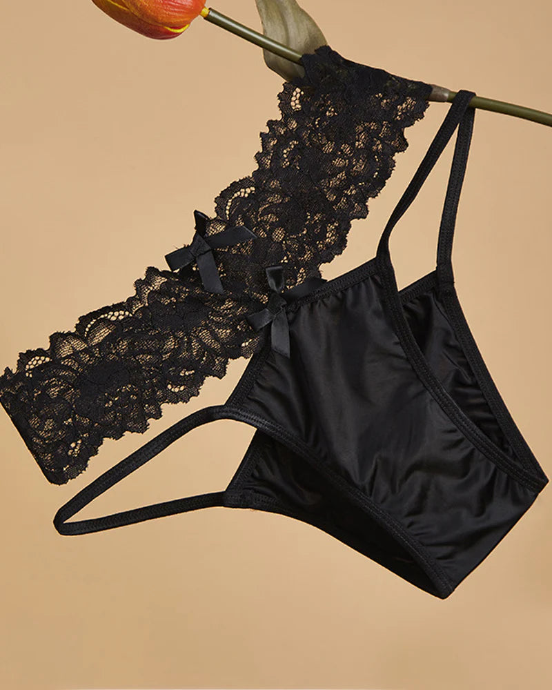 Sexy Satin Lace Openwork Breathable Panties