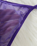 Sexy Deep V Flower Lace Mesh See-through Suspender Nightdress