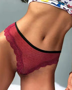 Sexy Polka Dot Lace Cutout See-through Thong