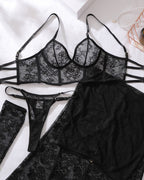 Sexy Lace Body-shaping Lingerie and Maxi Dress Set with Gloves