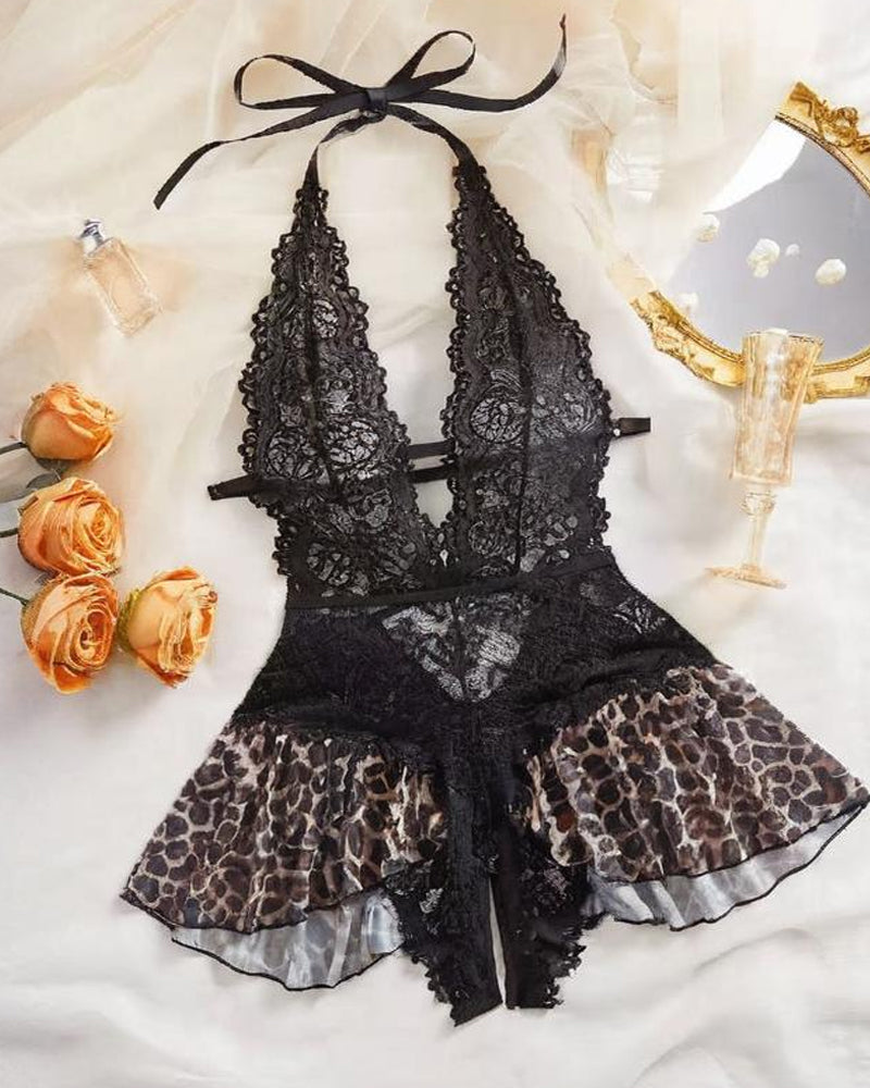 Women's Solid Color Lace Breathable Lingerie Teddy Bodysuit